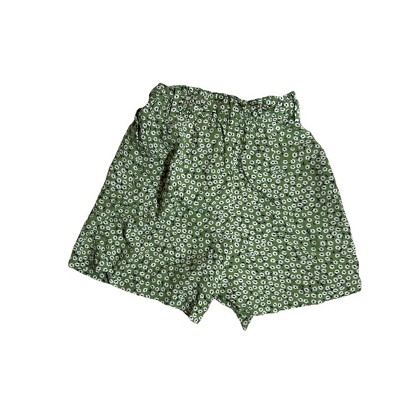 H&M Women Size 4 Shorts With Belt Green Floral Pocketed Zipped High Rise - Picture 5 of 7
